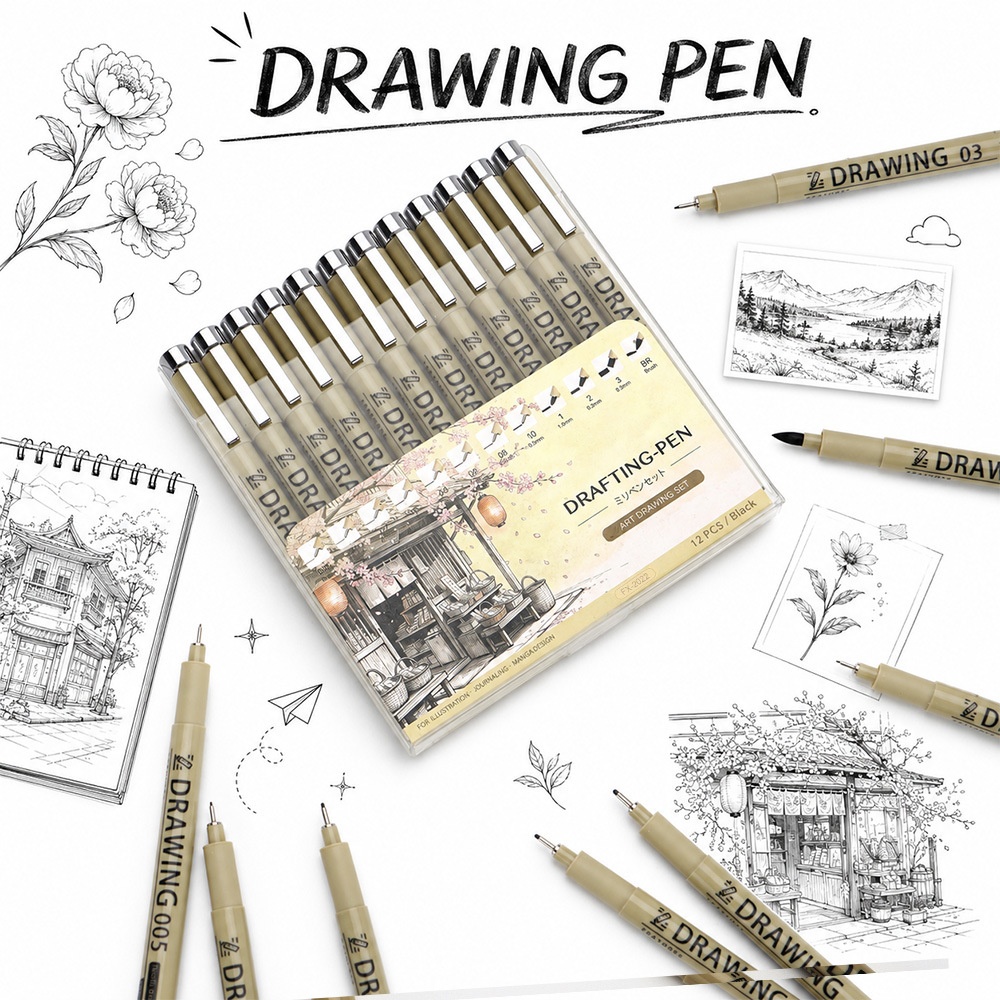 Correction Pen Fine - 12Pcs Pigment Liner Art Markers Needle
