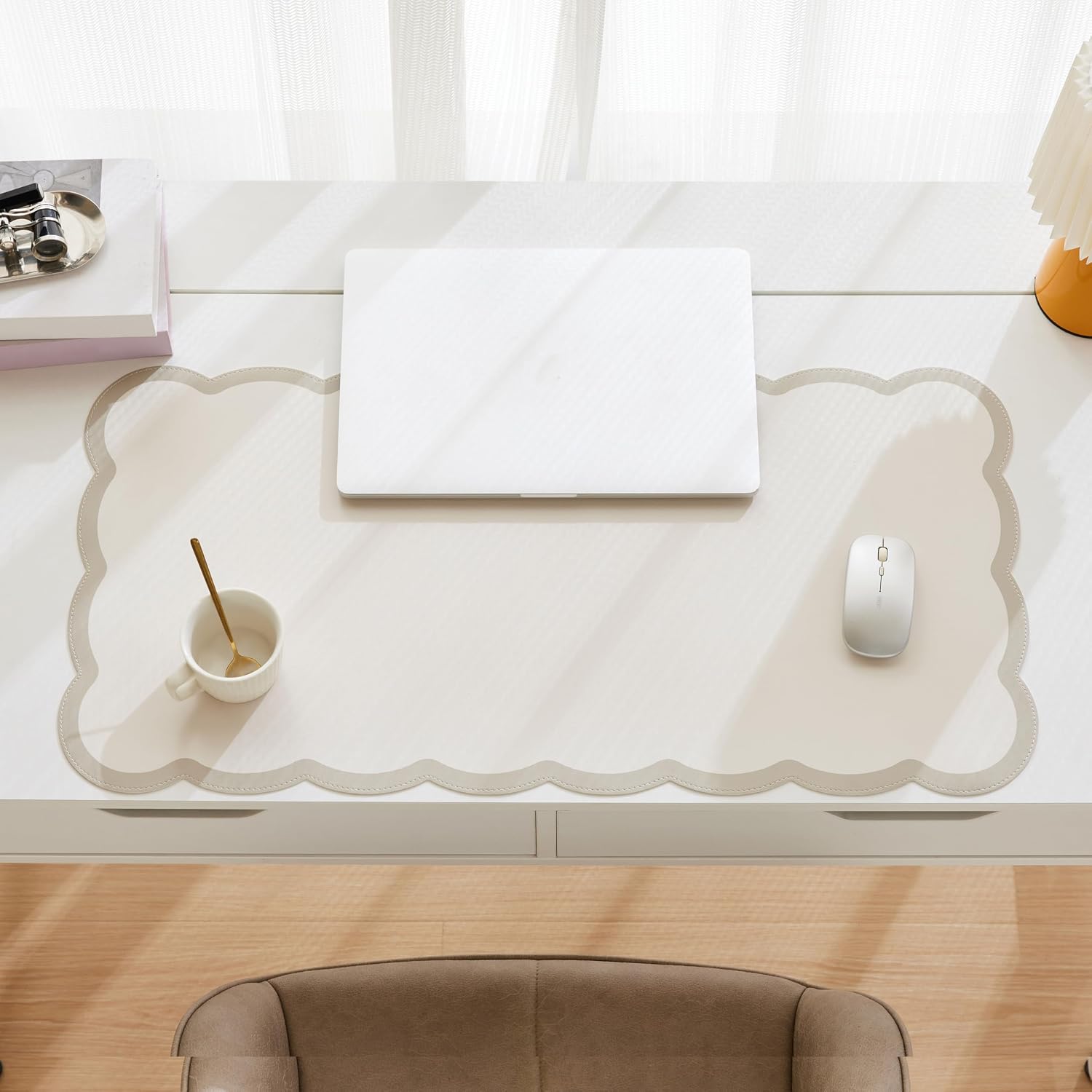 Scalloped Desk Mat 31.5x15.7 L - Leather Desk Pad 리뷰 및 가격